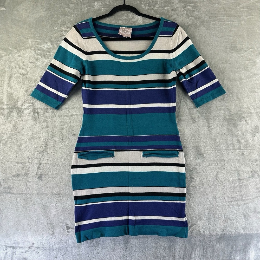 Romeo & Juliet Couture Dress Women's M Blue Purple Stripe Bodycon Sweater
